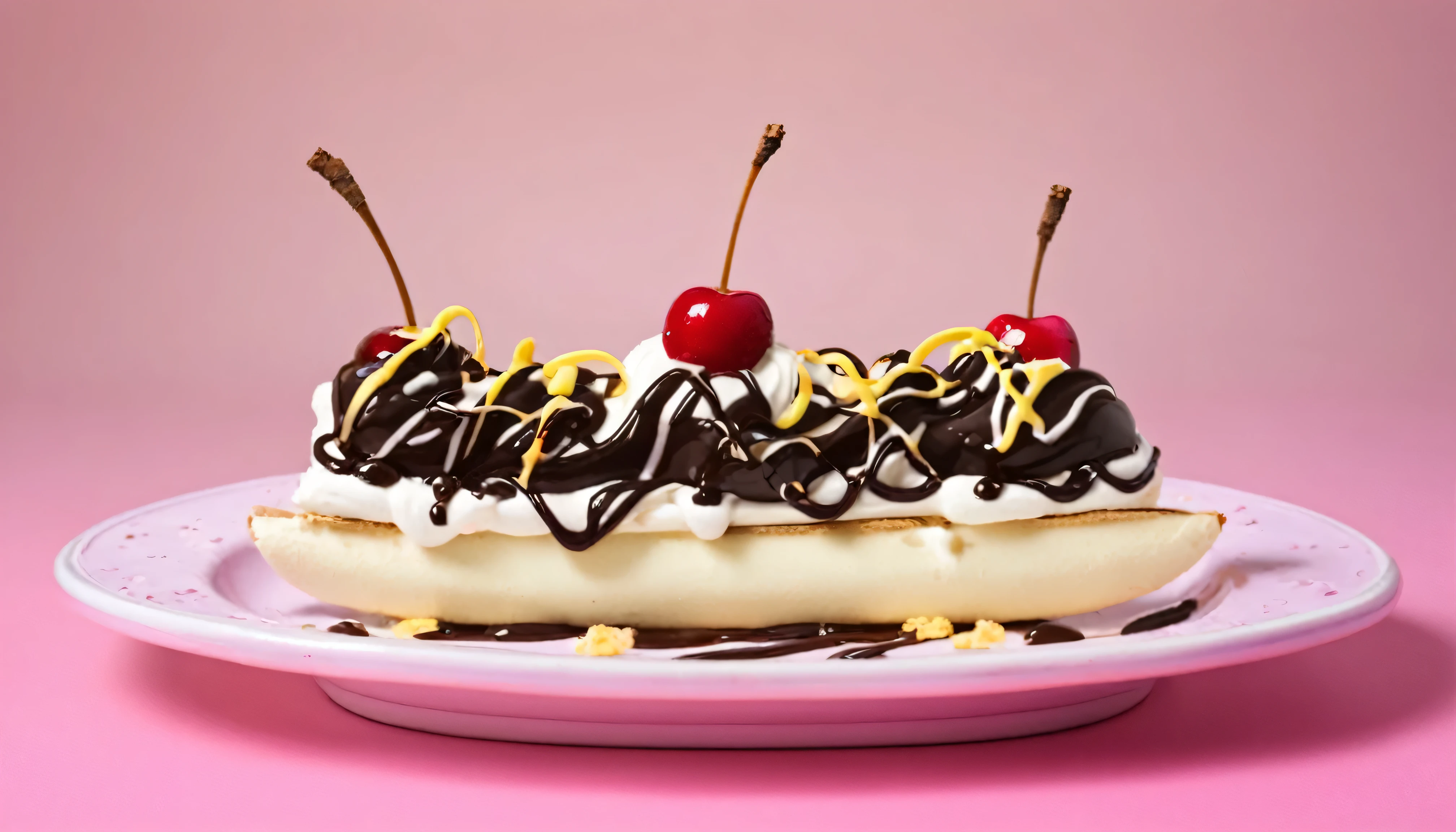 Banana Split image with aesthetic background, focused image in the middle