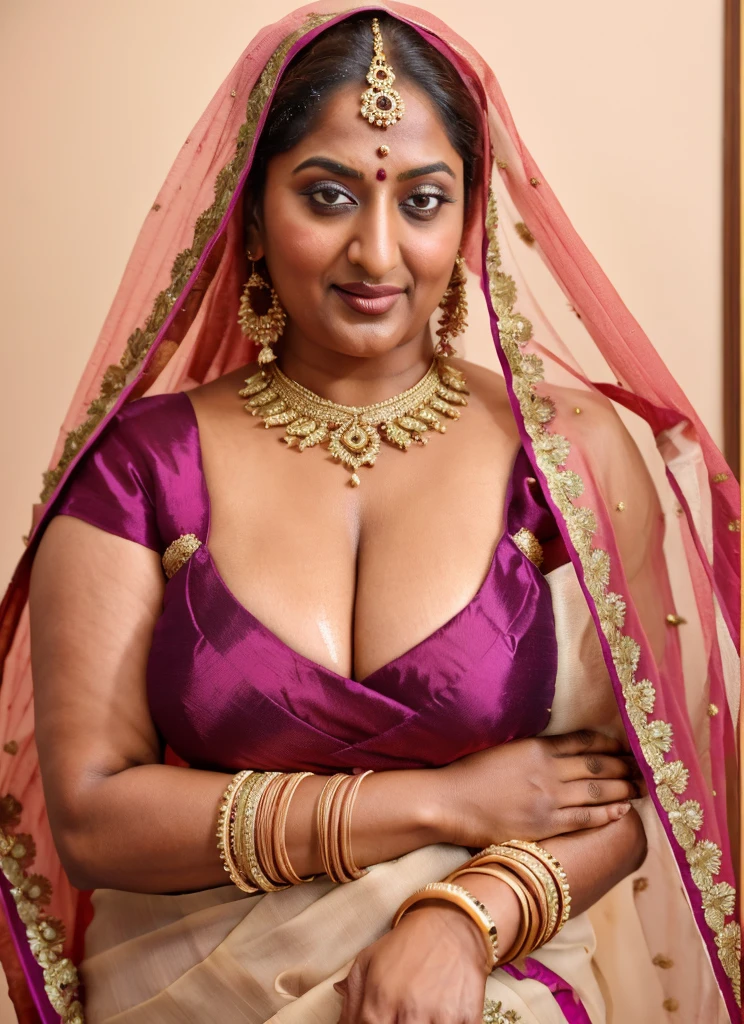 Realistic Representation of Savita bhabhi, tempting figure, busty aunty, goddess of lust, cougar lady, mommy, mommy figure, bulky figure, big milkers, doodhwali, sizzling hot, lonely Nextdoor aunty bhabhi , unsatisfied housewife, chubby aunty, sweat, oiled body, irresistibly hot, inspired by famous Indian adult comics by amarshrostha, Foto RAW, photorealistic, photography, full body shot, 50 years old Woman, master shot, perfect eyes, goddess like beauty, pierced eyes, perfect thick chubby mallu Desi aunty bhabhi, Wearing a Stanapatta, a chest-band.Saree model, model Photography, Indian saree shoot, Indian traditional wear advertising photography, traditional wear brand shoot, face of Indian actress Sonakshi Sinha, masterpiece, realistic, realism, incredible details,  pleasure, photorealism, detailed skin, skin pores, high contrast, photorealistic Artstation 8k HD digital art trend of high definition and detailed realistic skin texture, ultra detail, realistic skin texture, armature, best quality, ultra high definition, (photorealistic:1.4),, high resolution, detail, raw photo, sweat, Re sharp, by Lee Jefferies Nikon D850 Film Stock Photo 4 Kodak Portra 400 Camera F1.6 Lens Rich Color Ultra Real Realistic Realistic Textures Dramatic Lighting Unreal Engine Trending at Art Station Cinestill 800,(pele altamente detalhada: 1.2), 8k UHD, DSLR, soft-lighting, alta qualidade, grain of film, Fujifilm XT3,she didn't like to wear blouse or bra, intricate, she is happy to wear only saree, she hates blouse or bra, detailed hairy armpits, hyper realistic skin, skin pores, veins, wet body, hyper realistic sweaty body, sweat, veins, short hairs on armpit, stubble armpits, hyper realistic hairy armpits, low waist saree, deep juicy navel, insane details, 