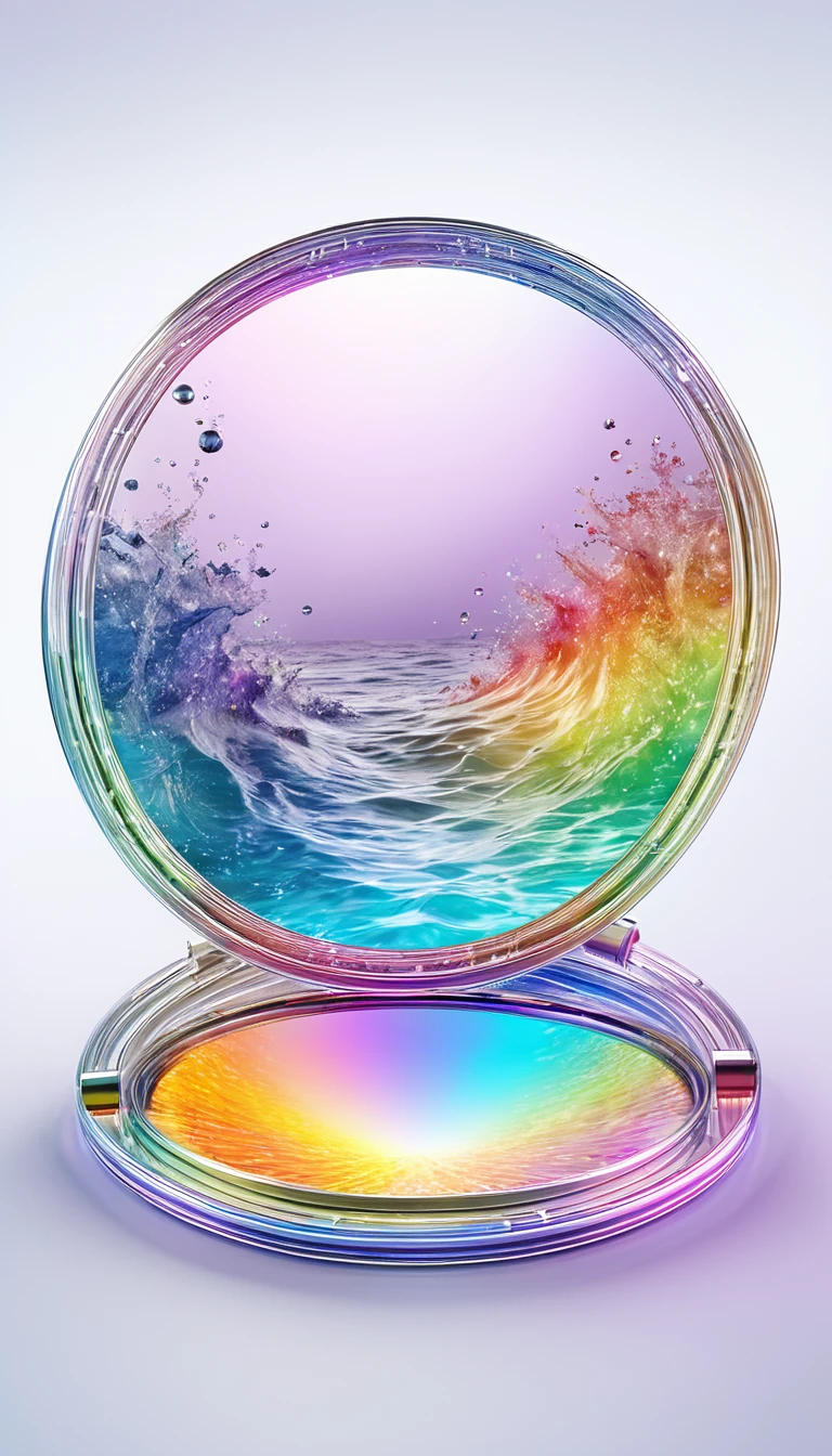 The rainbow-colored sea、Feel the summer、Highest quality, Super Fine, 16K, Incredibly absurd, Very detailed, delicate and dynamic, Multiple Translucency, Rainbow Magic Circle, ,, Prism special effects, mirror, illumination, Swirling dark aura, And beyond the universe,masterpiece.16K, Ultra-high resolution, Ultra-high resolution, to be born,wonderful ,future、Iridescent、The world 30 years from now。