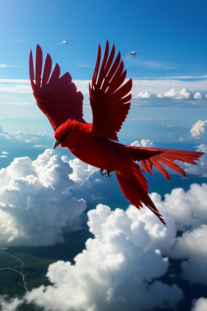 firebird on a plane in the clouds