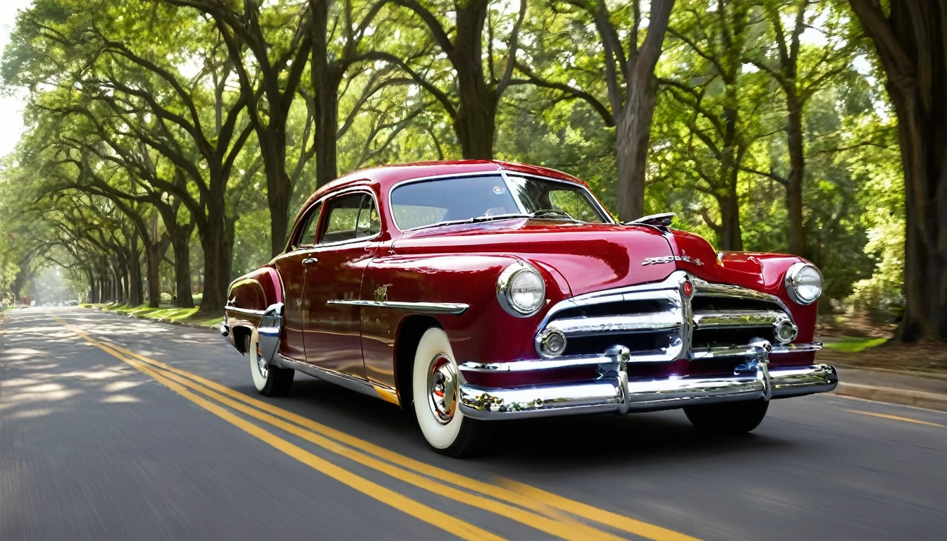 Picture a 1952 Dodge Kingsway Custom gliding down a tree-lined street, its chrome grille catching the sunlight.
The engine purrs as it effortlessly covers the miles, embodying an era of post-war optimism and automotive innovation.
