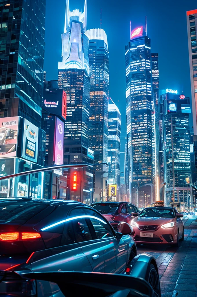 futuristic city of the future with robot cars