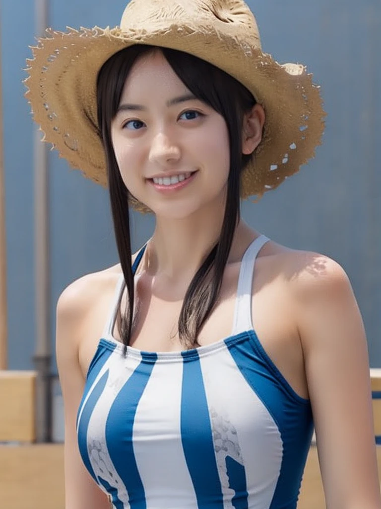 cowboy shot、summer、stage、One piece swimsuit、(upper body shot)