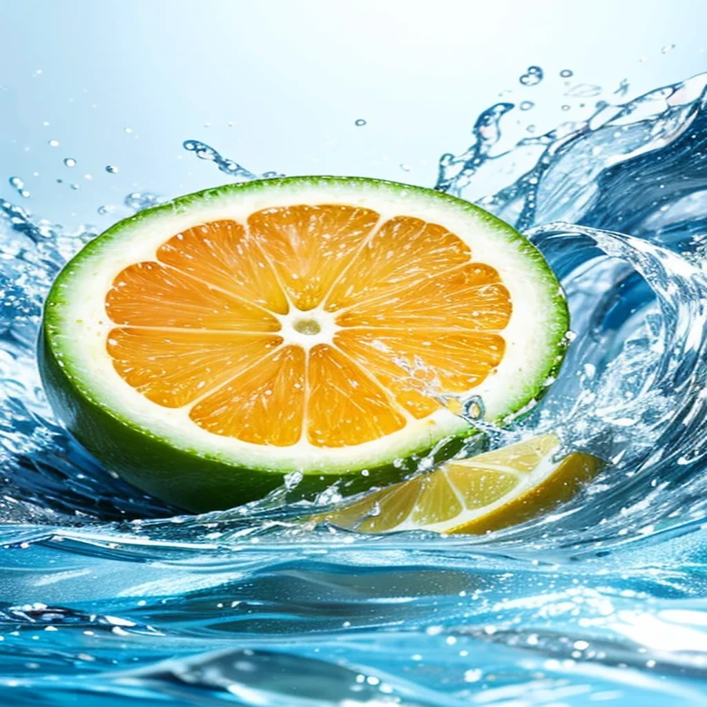 An image of a fresco, juicy fruit with a refreshing drop of juice flowing from it.
