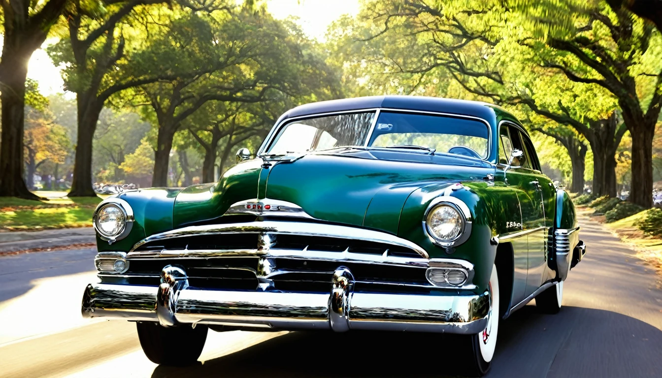 Picture a 1952 Dodge Kingsway Custom gliding down a tree-lined street, its chrome grille catching the sunlight.
The engine purrs as it effortlessly covers the miles, embodying an era of post-war optimism and automotive innovation.