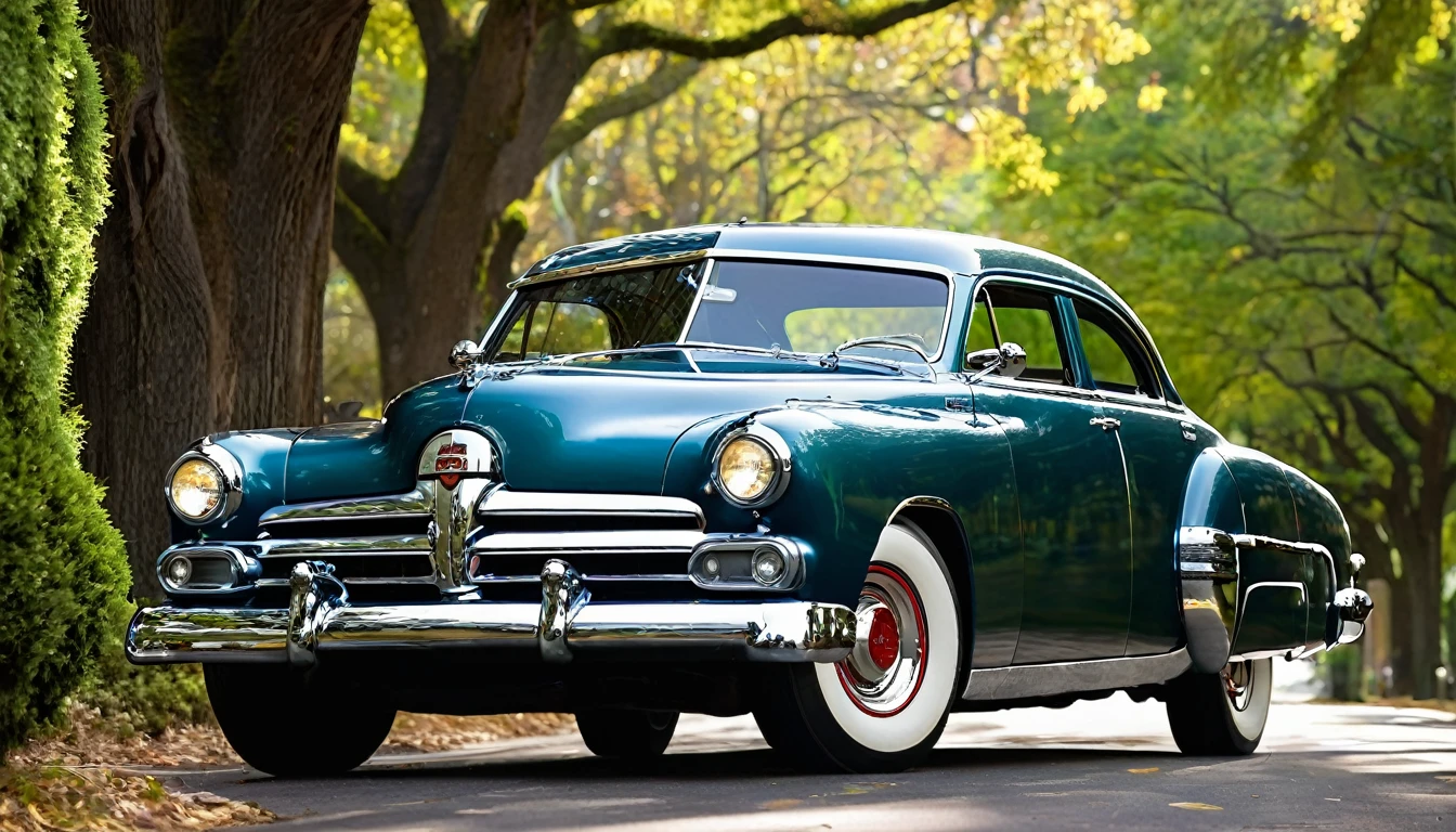 Picture a 1952 Dodge Kingsway Custom gliding down a tree-lined street, its chrome grille catching the sunlight.
The engine purrs as it effortlessly covers the miles, embodying an era of post-war optimism and automotive innovation.