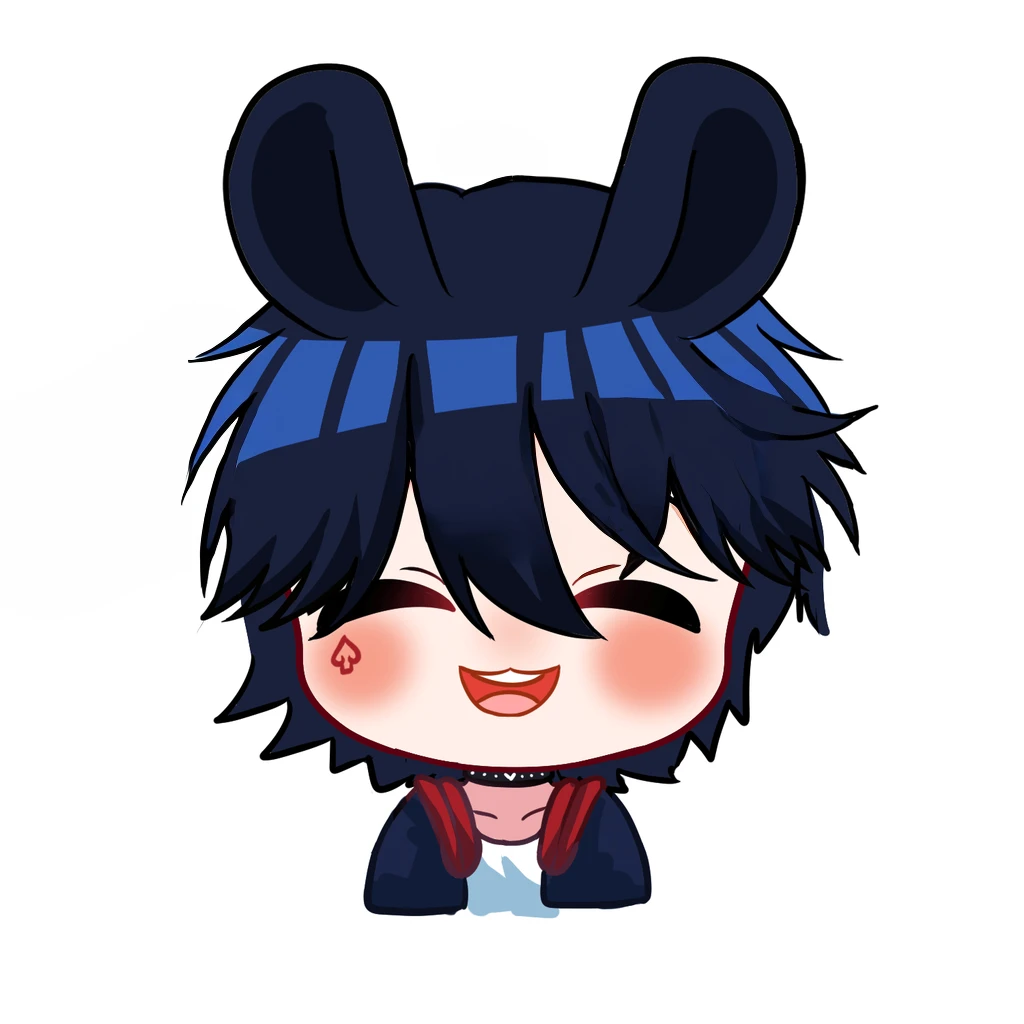 "A chibi male character with short brown hair, wearing a white t-shirt and blue jeans. He has a brown eye with a bandage over his other eye. He is waving his hand."