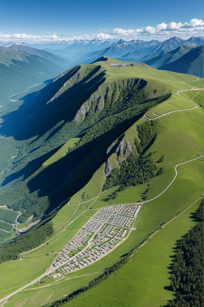 Coordinates grid over a mountain 