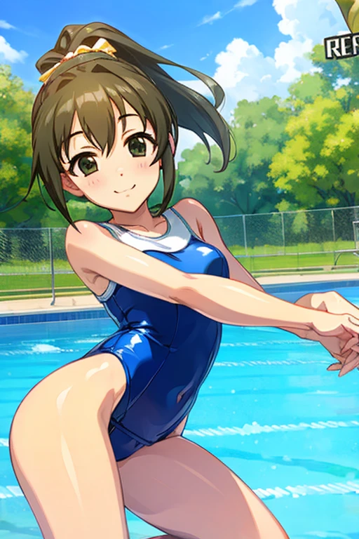 Highest quality, masterpiece, Hajime Fujiwara,8k wallpaper, School Swimsuit,Pool,gravure