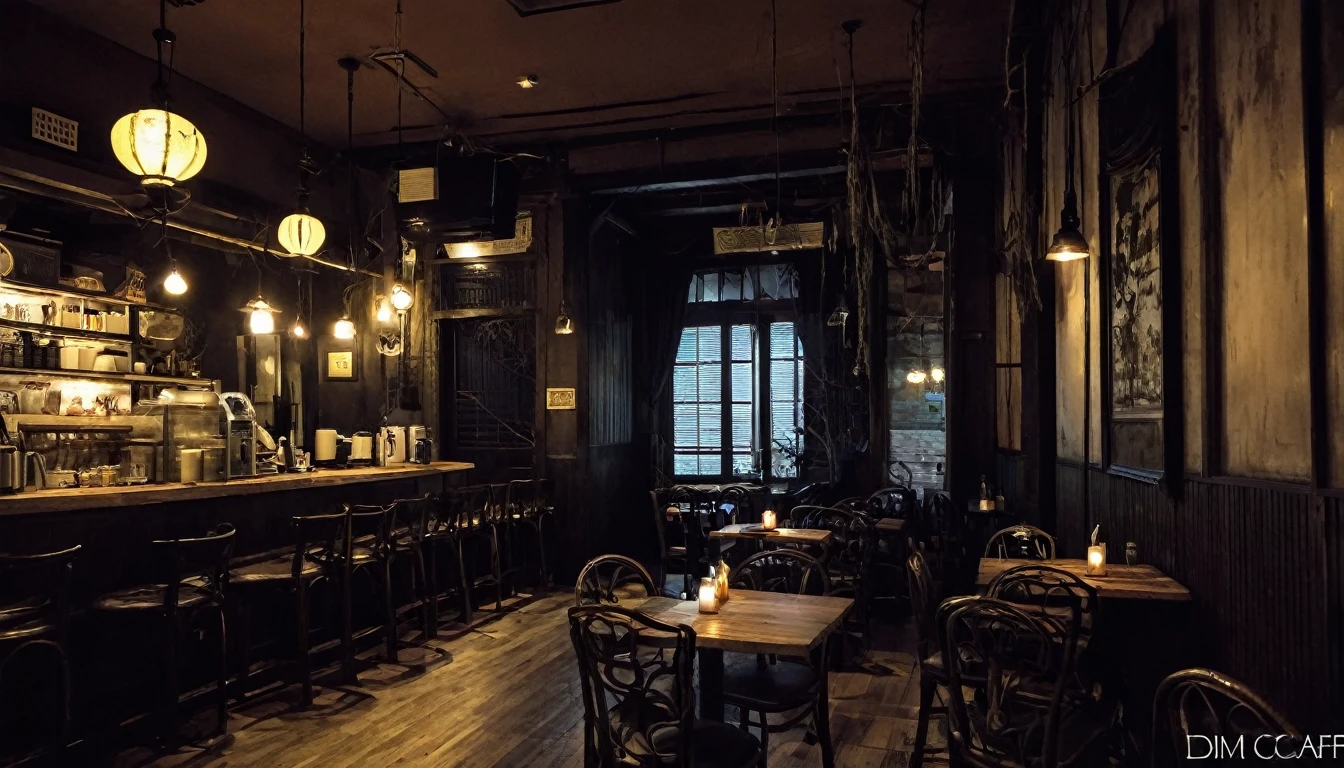 Dim café、Spooky atmosphere