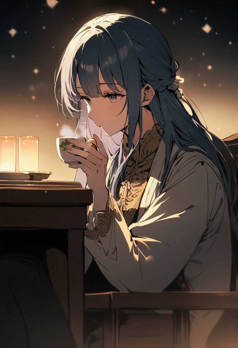 The generals sipping tea、Composing waka poetry
