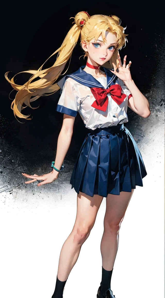 masterpiece, Highest quality, Portraiture, One Girl, (Alice in Wonderland:1.2), anime,Blue clothes, White apron, Blonde, blue eyes, Usagi, Trump, Tea cup, White lace thigh high socks, Miniskirt lift, Dynamic pose,Electro SwingThe main character is Usagi Tsukino, a clumsy and seemingly ordinary teenage girl who discovers that she is the reincarnation of Sailor Moon, the legendary warrior of love and justice. Usagi is joined by other Sailor Guardians, including Sailor Mercury, Sailor Mars, Sailor Jupiter, and Sailor Venus, each of whom possesses unique powers and abilities. Together, they fight evil forces, protect the world from various threats, and search for the Moon Princess. cybermisty, blonde hair, make up, green eyes, choker, jewellery, wearing a purple sweater, ripped jeans, pants, looking at viewer, serious, smiling,
standing, arms crossed, inside a pawn shop, counter, soft lighting, extreme detail, masterpiece, 　girl, sweat, medium breast, shy, detailed hand, looking at viewer, lips apart, dynamic shadows (highest quality, 8k, 32k, masterpiece, 超High resolution:1.2), (RAW Photos), (Realistic), (photoRealistic:1.2), (High resolution), Large file size, Very detailed, a7SIII., serafuku, masterpiece、3D、Realistic、Ultramicrograph、Detailed and best quality、Very detailed CG Unity 8k wallpaper、full:1.3、stand、From below、Intricate details、(1 female,housewife)、24-years-old、Dynamic English、((HD Real, Same 1 level)), とてもRealistic, masterpiece, highest quality, High resolution, Same 1, space, Stunning beauty, Upper body photo shoot, 1 girl, chest, gloves, lips, alone, Sailor Venus, Bright Blue Eyes,  uniform, Show more1, tiara, Sailor Senshi uniform, (RAW Photos, highest quality), masterpiece, 浮かぶblondeの長い髪, Red ribbon on the back of the head, orangeセーラーカラー, bow, choker, 白いgloves, orange choker, elbow gloves, jewelry, Earrings, orange skirt, only, whole body, blonde, (Perfect hands): 3.8, Octane Rendering, Goddess of Love, (close: 1.2) beautiful, fine grain, close, Small e