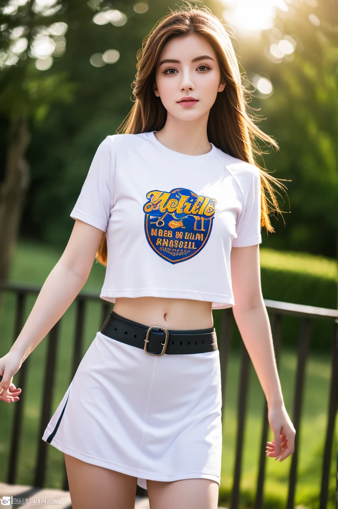 Highest quality, masterpiece, High resolution, 1 Girl,Tyndall effect,Realistic,,(High definition skin:1.2), 8K UHD, , Frank, High resolution, 4K, 8k,T-shirt,Full body photo.Real