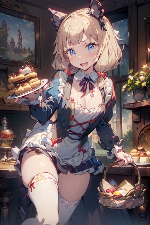 (perky chest:1.2), (pointed chest:1.2),(((Black Tunic:1.3))),(((cakes and bread in the basket),Cute and beautiful girl,Cute round face,Cute smile,with blush cheeks,Red Lip,a girl 22 years old, nsfw:1.2, beautiful body:1.3), shinny skin, BREAK, ((alice in the wonderland:1.3, cute, kawaii, lovely, funny, a girl falling down from sky:1.3, girl flying in sky:1.2, girl floating in air:1.3, rolling upskirt by wind:1.5, (with sparkling eyes and a contagious smile),open mouth, Looking at Viewer, surprised, putting hands on crotch over the skirts:1.35)), BREAK, ((floating things as follows:1.3, PlayingCards, Trump, tea cup, tea pot, tea spoons, pocket watch:1.3, lip sticks, candies:1.2, cookies, jam bottles, classical door_keys)), ((long purply_Blue dress :1.5, wearing long flaired skirt:1.3, the skirt is blowing:1.3, cute White Apron, black stockingedium long platinum-blonde hair:1.2, twin tail hair:1.6, tied hair with a large ribbon), (Blue eyes, bright pupils with highlights, detailed eyes), (lying down on your back:0.7, spreading legs with rising up straight:0.7), sexy posture, fantastic colorful art, (fantasy art:1.2, wondered images), ((correct anatomy:1.5, perfect anatomy:1.3, correct hand, small foot:1.2)),
