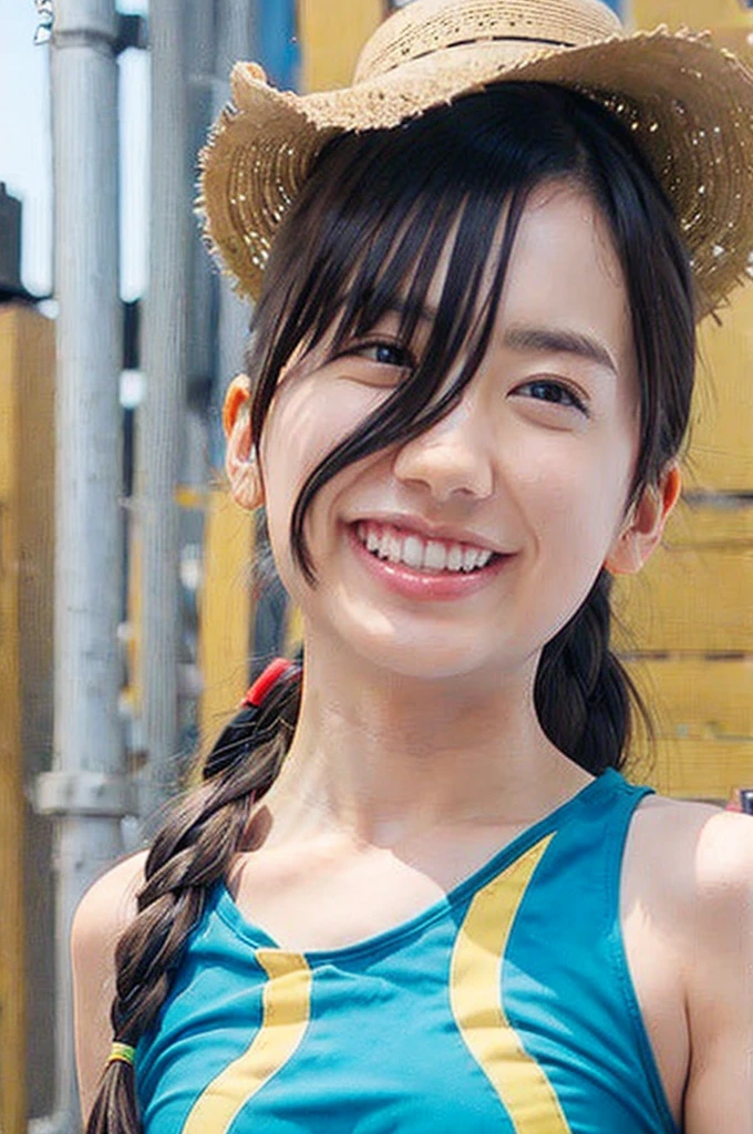 cowboy shot、summer、stage、One piece swimsuit、(upper body shot)