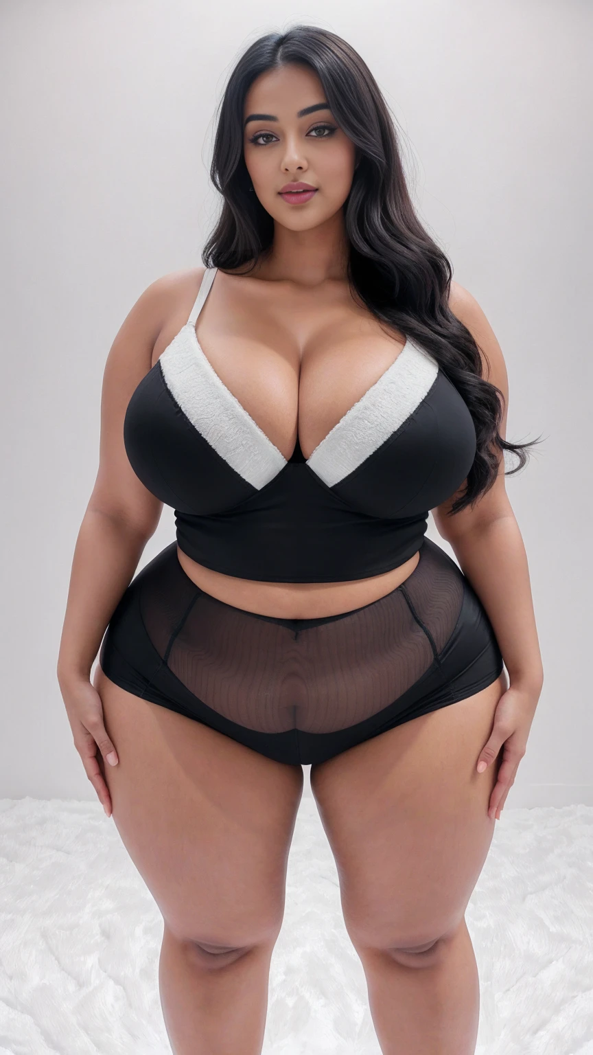 Radhika marchent Indian beautiful actress curvy plus size hour glass bulky huge figure woman, closeup camera view, big huge m-cup breast, wearing SHEIN VCAY Plus Size Women's Gradient Color Camisole Tank Top, covered Bust , elegant standing position, eye contact view, different style hairstyle, bright eyes, thin eyebrows, fair skin, blushing cheeks, prefect head to toe view, full body, ideal for high-fashion or editorial shoots, ultra realistic skin texture, head to toe view, full body shot, full body view, smile face, black hair, Indian face, perfect skin tone light, ultra realistic skin texture, bigger waist, busty, big hips, fleshy thighs, thick thighs, busty, full body view, Snowy Mountain Peak: Majestic snow-covered mountains.
