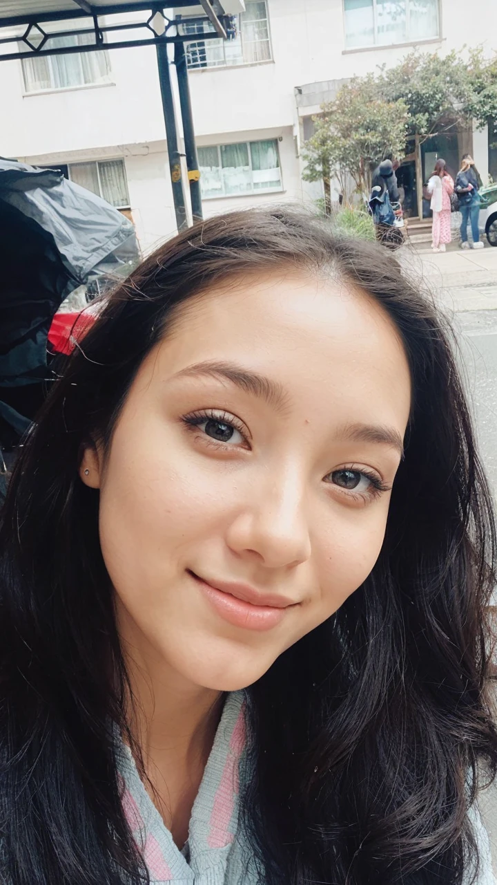 Make it looks so natural and beautiful without changing her face shape, using cute clothes