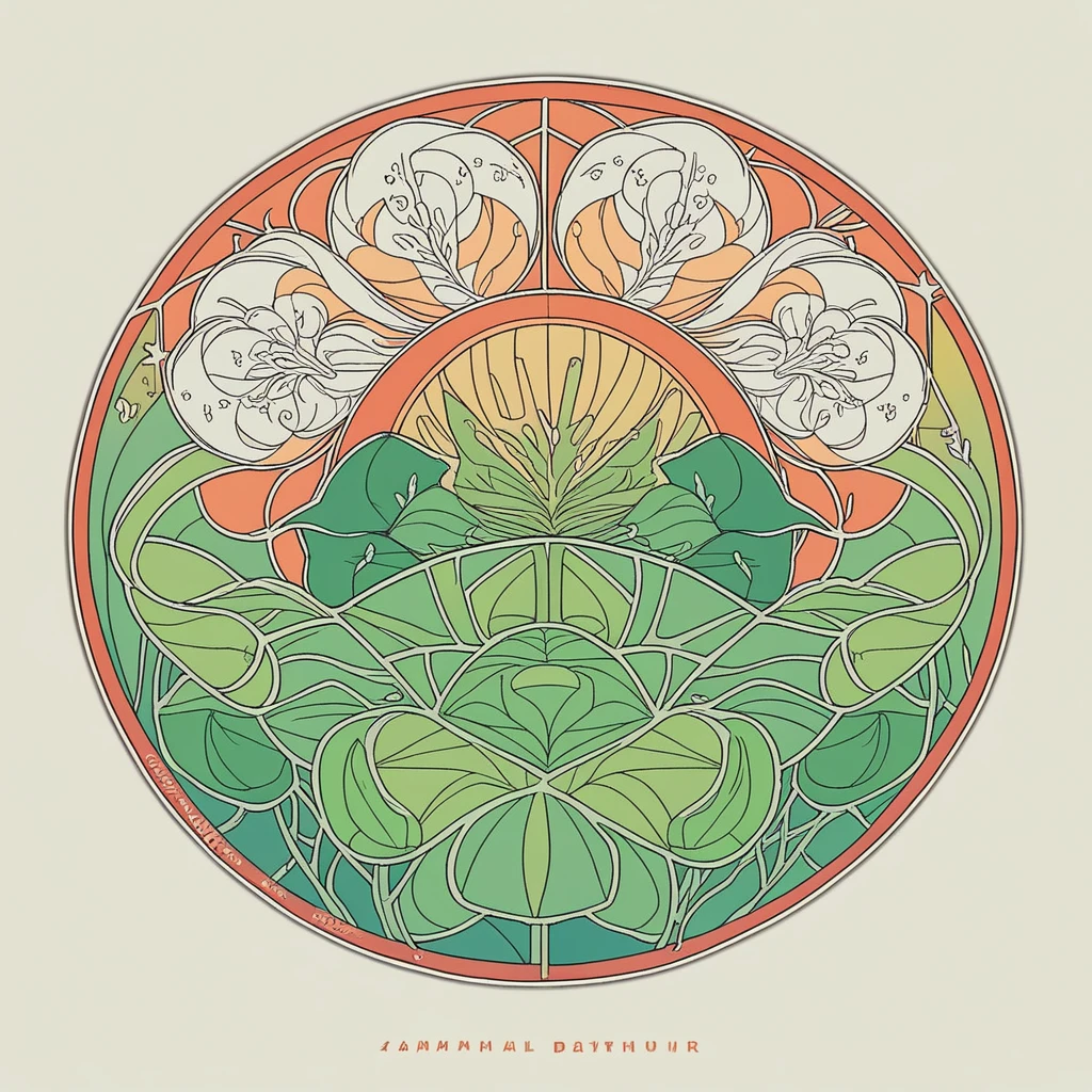 Create a stylish, modern print with the word 'Breathe' in big, bold letters and a subtle gradient background. Include a drawing of leaves or a gentle breeze around the word.". Shading and gradients, Art Nouveau, vibrant colors and synthwave. Vector design, thin lines, central composition, soft background, 1:1 palette (dark blue, orange, red, olive green), watercolor logo style with printed effect, breath pattern. Monochrome background, from yukisakura, with original and incredible colors.