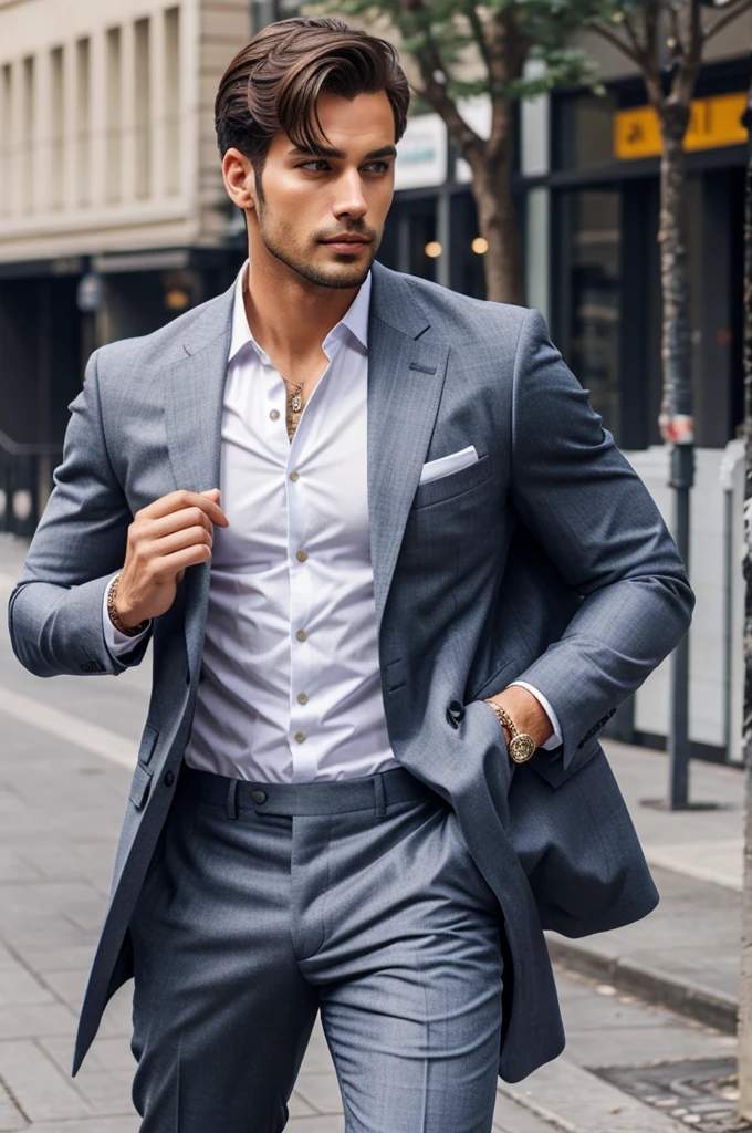 A handsome man with a stylish outfit