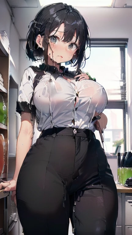 (must be follow these prompts:2.2),masterpiece,best quality,extremely detailed,(in her clothing:3.0),(black trousers on:2),(formal styled business suit:2.4),(若くて可愛いGasping:1.7),(Draws moisture with a slightly smooth texture:1.3),(Innocent faceをした小柄で少しむっちりした新入社員がそこに一人だけいる:2.5),(normal body structures:3),(adorable expression:2.3),(usual face:2.2),(Gasping:1.5),(japanese pretty girl:1.7),(she was already stroked up to the depth intervaginal sensual spot:1.7),(A short new employee wearing a tight black business suit:2.3),(black hair:2.1),(若い恥じらいを含んだGasping:1.5),(big breasts in her clothing:2.2),(A new employee with a very innocent look while working in the office:2.3),(The new employee is short but has a slightly plump body.:1.9),(The crotch of his black trousers is discolored with love juice stains.:1.9),(The new employee is convulsing and dripping love juice from her pussy, which is hidden under her pants.:1.7),(The black pants that tightly hugged the new employee's plump thighs were wet with lascivious secretions.:2.3),(The new employee endures the sloppy feeling by keeping his black pants on.:2.5),(The new employee's breasts, covered by her business suit, are swelling with intense lust.:1.9),(The corner of a young girl's body々A new employee whose entire body was toyed with by the lewd urges that wriggled wetly.:1.7),(Gasping:1.5),(A new employee who is always holding his crotch over his black pants:1.7),(幼い恥じらいを含んだGasping:1.5),(The new employee's suit-covered breasts and nipples are bulging with lust.:1.8),(The new employee's lewd body beneath her clothes is swelling slightly with her lascivious reaction.:1.6),(A short new employee in a business suit working in modern Tokyo:2.2),(The new employee works very diligently.:2.5),(The new employee has short, thick legs.:1.6),(Gasping:1.5),(The new employee's black business suit jacket and trousers had old semen stains on them.:1.7),(first time々New Employees:2.2),(she looks like japanese idol:2.3),(The black pants are made of a durable fabric that will never tear.:4.3),(Her breasts are completely hidden under a black office suit:1.8),(displayed one woman on single picture:3),(she looks like a lolita:2.0),(All of this happened to the new employee himself, not anyone else.:2.1),(A , voluptuous new employee has semen ejaculated all over her black business suit jacket and white blouse.:1.6),(Slimy semen was leaking from the crotch area of his black trousers.:1.6),(pretty rookie with tough business suit:2.2),(lady's business jacket and black trousers must be on:2.1),(in her clothing:2.5),(in her black business jacket clothing:2.1),(Make sure to depict the face:5.3),(Calm expression:4.3),(Innocent face:3),(The story focuses on just that one new employee.:3.3),(The only characters that appear are the new recruits.:4.2),(Portrait:7)
