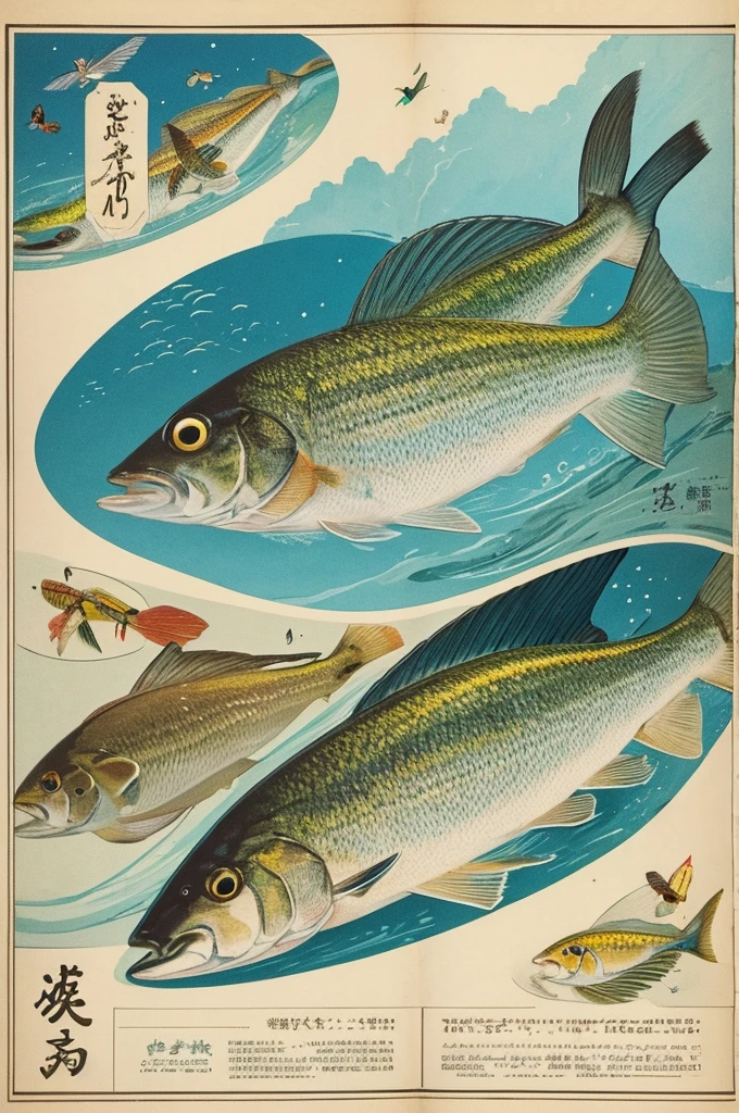 Small bird at the river mouth、fish、Illustrations with insects etc.