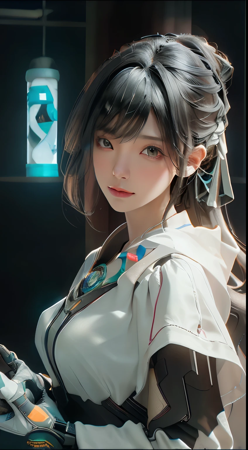 ((best quality)), ((masterpiece)), (detailed:1.4), 3D, Image of a beautiful cyberpunk woman,HDR (High Dynamic Range),Ray Tracing,NVIDIA RTX,Super Resolution,Unreal 5,Subsurface scattering,PBR Textures,Post-Processing,Anisotropic filtering,Depth of Field,Maximum clarity and clarity,Multi-layered textures,Albedo and specular reflectograms,Surface shading,Accurate simulation of the interaction between light and material,Perfect proportions,Octane Rendering,Two-color lighting,Large aperture,Low ISO,White Balance,Rule of Thirds,8K Native,