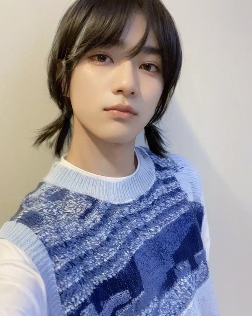 Arafed Asian man with white t-shirt and black hair....., androgynous face, Jung Jaehyun, jinyoung shin, delicate androgynous prince, kim doyoung, 1 7-year-old boy with a thin face, Smart Ulzzang, Cai Xu Kun, beautiful androgynous prince, androgynous person, kim taejin, hyung tae