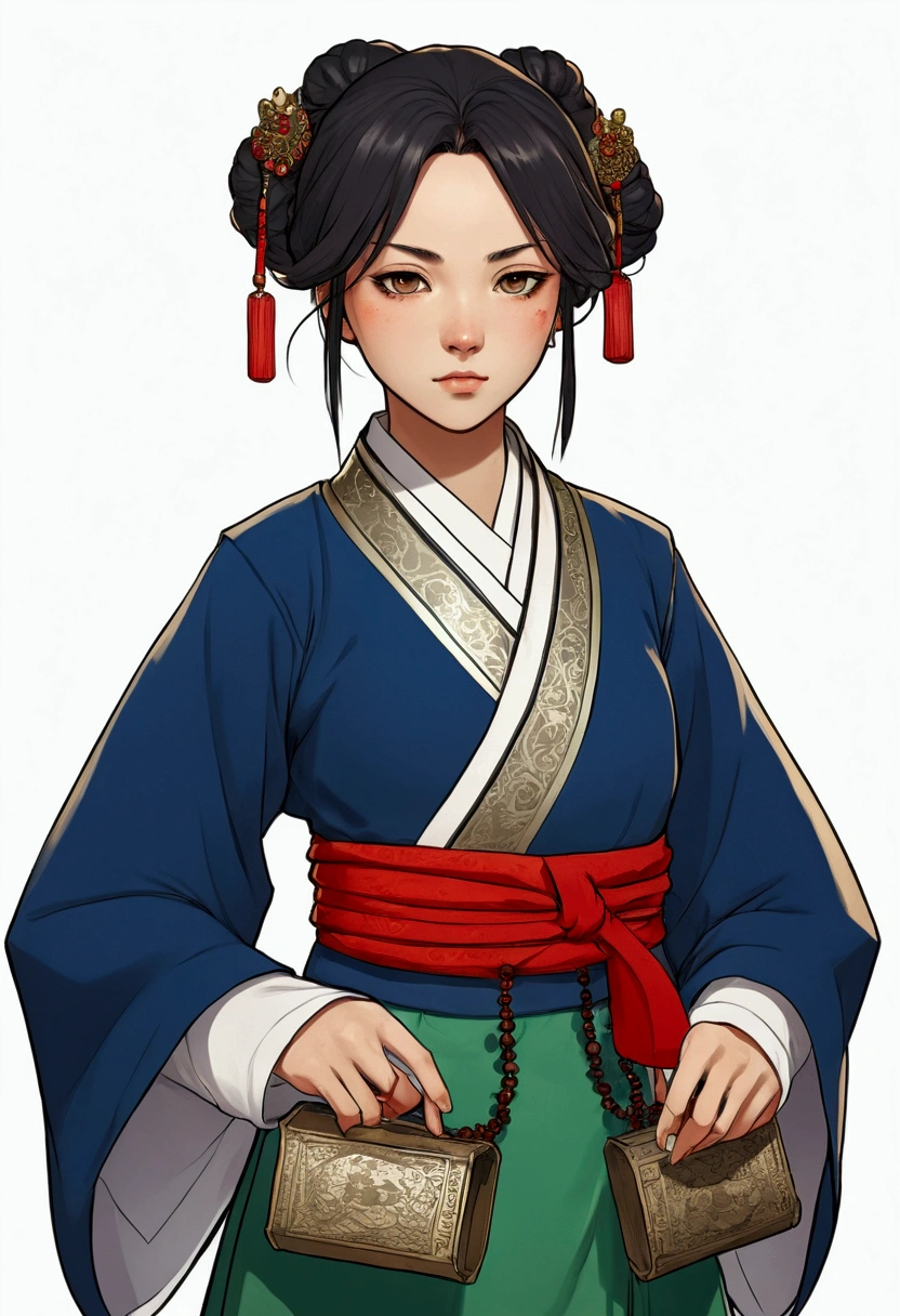 A character in the art style of the anime called "the apothecary diaries" with mao mao. She is a fighter, but wears traditional clothes (2d)