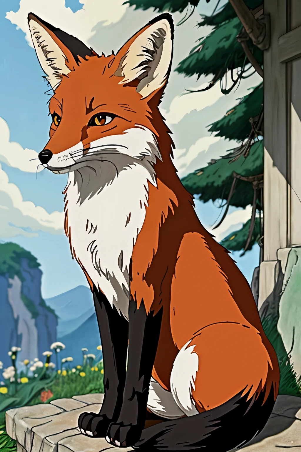 a fox, studio Ghibli ((best quality)), ((masterpiece)), (detailed)