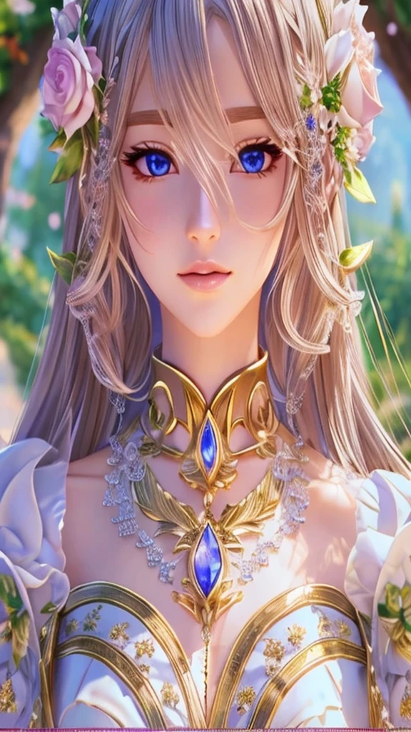Close-up of a woman with very long hair and a very pretty dress, Beautiful and elegant elven queen, 8k high quality detailed art, Complex and gorgeous anime CGI style, Anime Style. 8k, Gweiz-style artwork, 8k portrait render, 3d rendering character art 8k, Detailed digital anime art, Fantasy art style