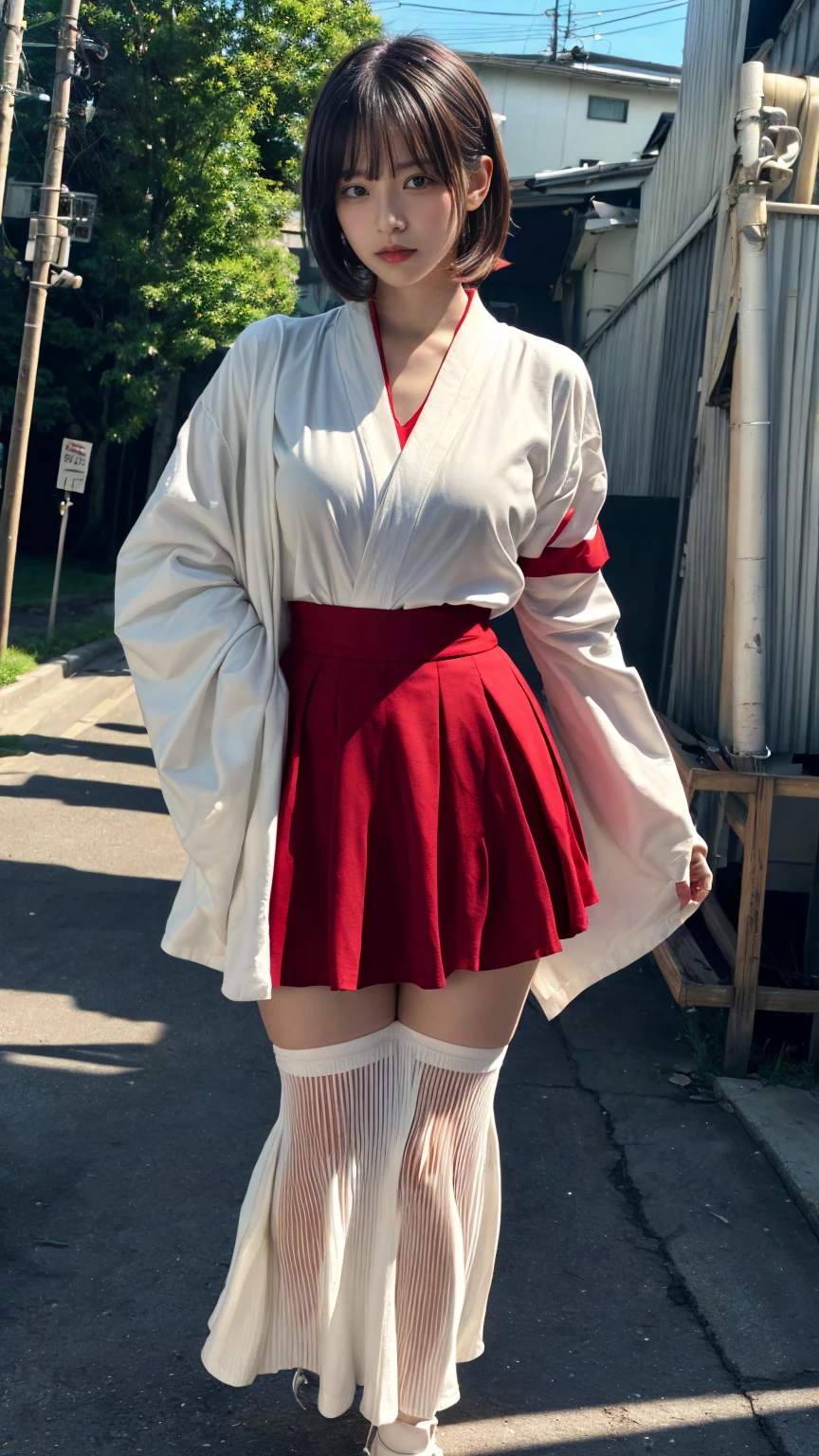 (absurdres:1.3), (highres:1.3), (ultra detailed:1.3),(1girl:1.3), (extremely detailed CG unity 8k wallpaper:1.3), (detailed skin texture, detailed cloth texture, detailed hair texture), (beautiful detailed face, supermodel, pale skin, realistic glistening skin), (RAW photo, best quality), (realistic, photo-realistic:1.4), masterpiece, extremely delicate and beautiful,Amazing, finely detail, extremely detailed CG unity 8k wallpaper, huge filesize, ultra-detailed, highres, absurdres, soft light,rim light, vibrant details, short bob hair, black hair color, Big Natural Color Lip, (perfect body shape), beautiful legs, BREAK (white and red theme:1.4), (fusion of (white kimono tops:1.2) and (red high-waisted maxi length skirt):1.4), (long sleeve:1.3), (kimono-collar:1.2), (red outlines on white kiomno:1.2), (white very short ankle socks:1.2), (Japanese clogs geta:1.2),
crying a little、Harajuku style、20 year old girl、cute type、lolita、open legs