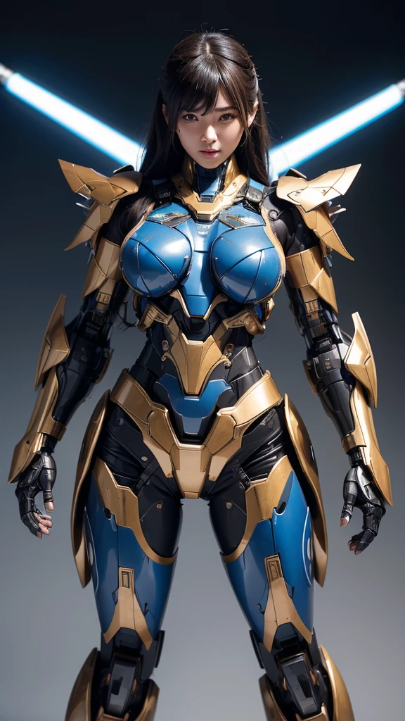 Textured skin, Super Detail, high details, High quality, Best Quality, hight resolution, 1080p, hard disk, Beautiful,(Super Heroine),Oppai Missile,beautiful cyborg woman,Mecha Cyborg Girl,Battle Mode,Girl with a Mecha Body,She wears a battle cyborg mech with a weapon,Fulll body Shot