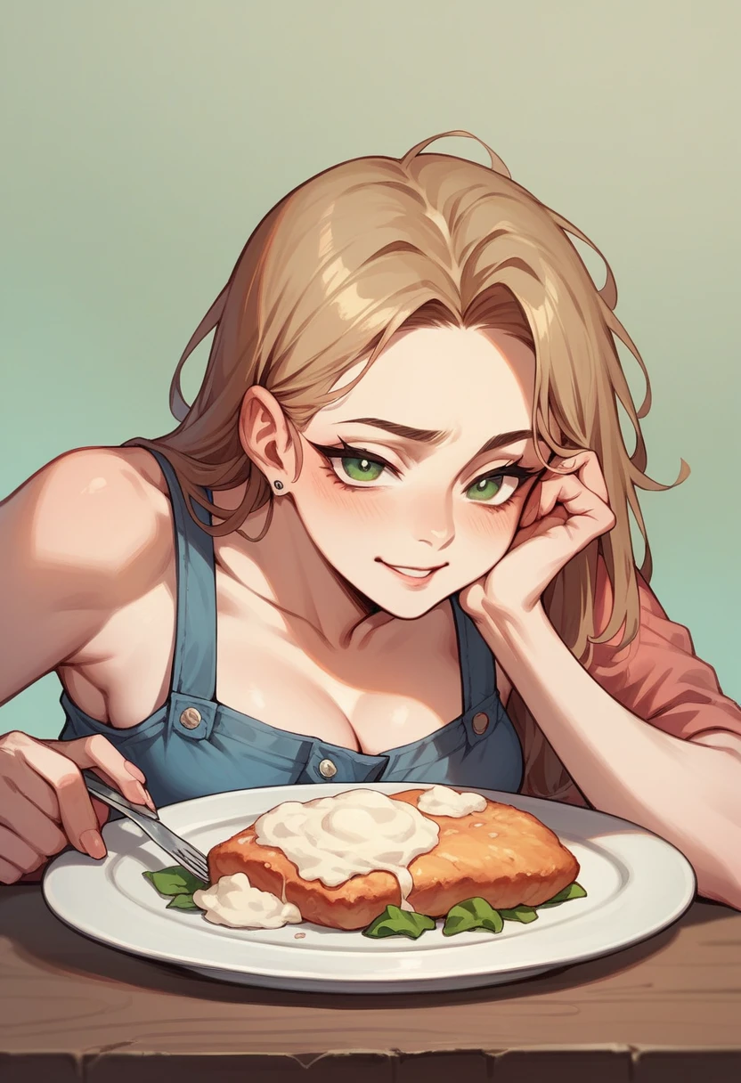 Create a photo with a mashed potato, luscious, served on a shallow bluish-green plate.