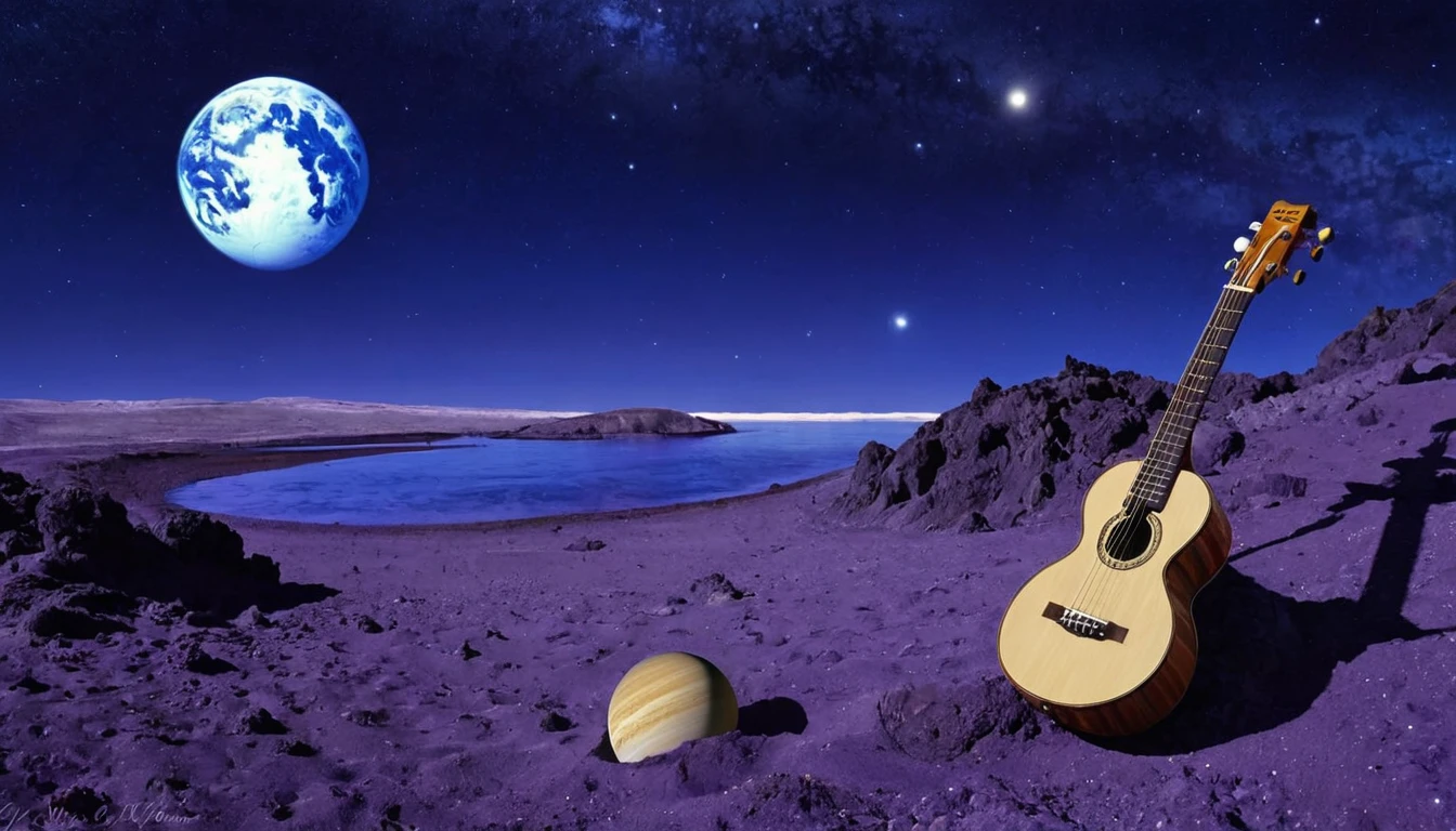 Ukulele, por Genevieve Naylor (planet Venus in the background)