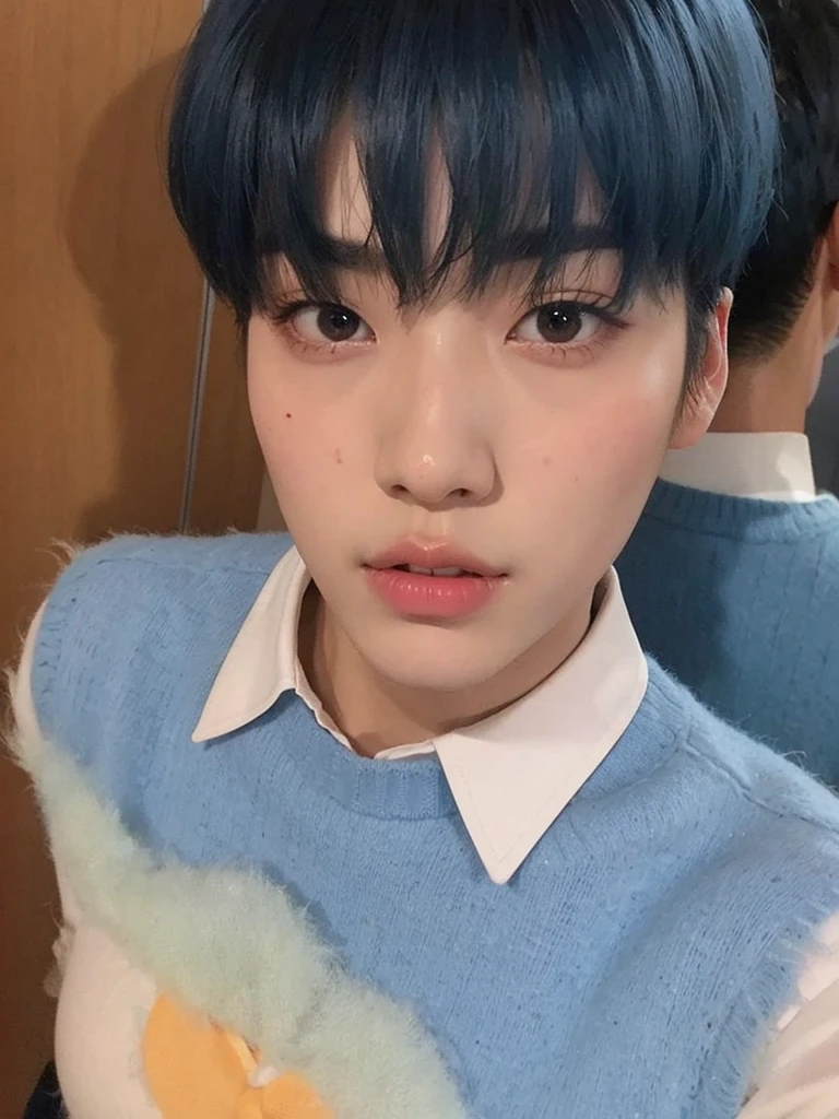 a close-up of a person wearing a white shirt and a black tie, Cai Xu Kun, KPOP idol portrait, Portrait of Blackpink&#39;s Jossi, kim taejin, hyung tae, everyone from the nct group, mark lee, inspired by Bian Shoumin, Yanjun Chengt, pale korean adorable face, Jimin\his right eyelid is swollen, Jimin, Choi soobin