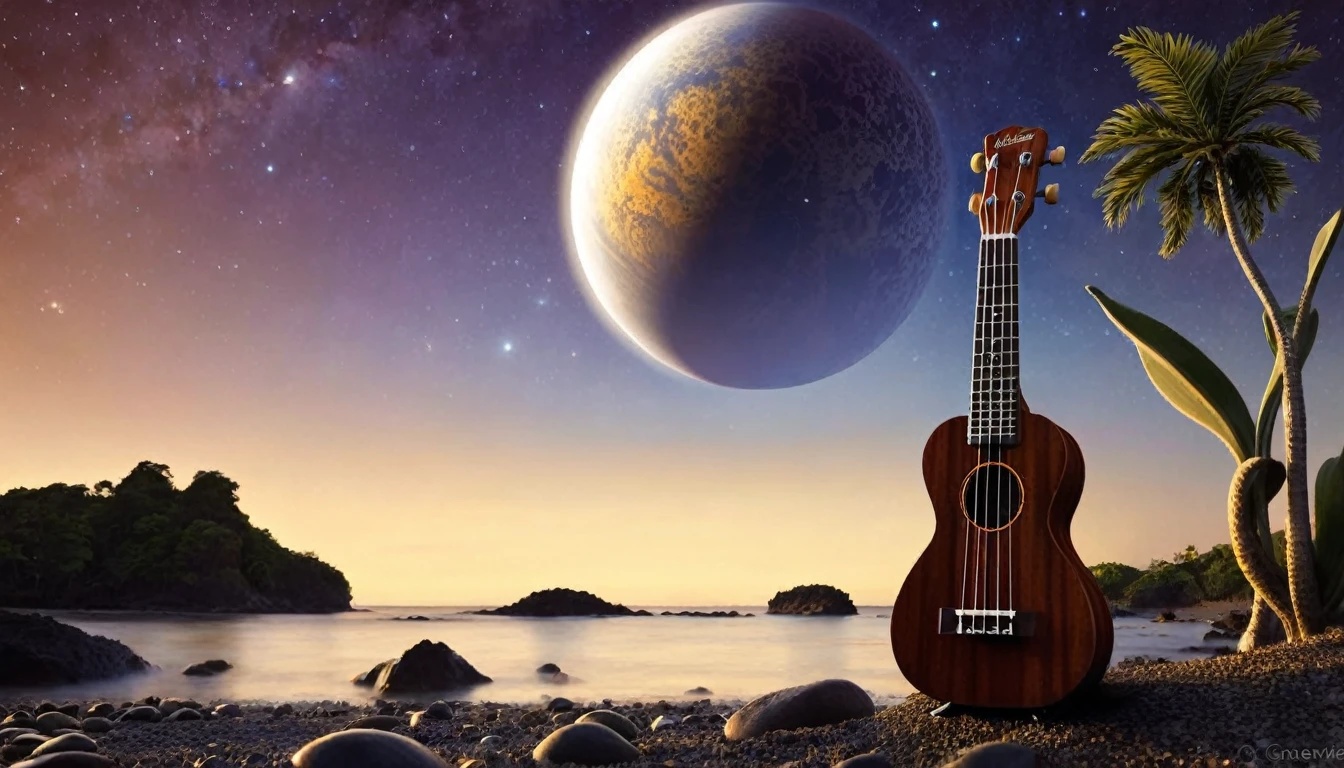 Ukulele, por Genevieve Naylor (planet Venus in the background)