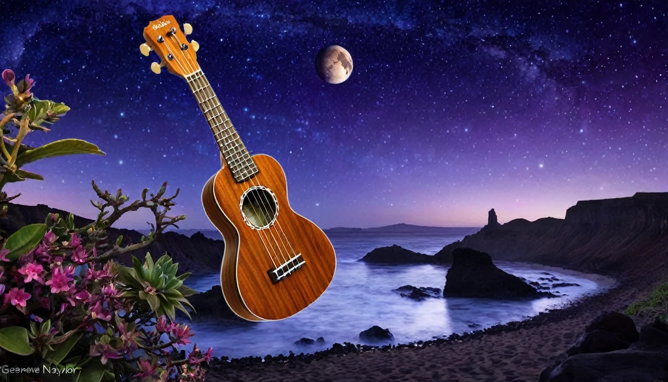 Ukulele, por Genevieve Naylor (planet Venus in the background)