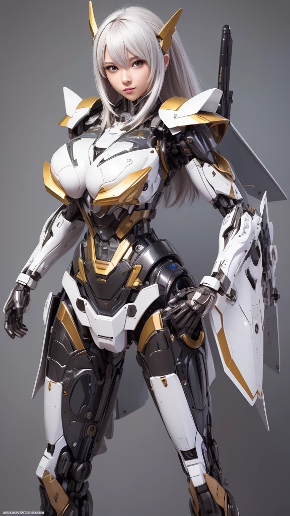 Textured skin, Super Detail, high details, High quality, Best Quality, hight resolution, 1080p, hard disk, Beautiful,(Super Heroine),Oppai Missile,beautiful cyborg woman,Mecha Cyborg Girl,Battle Mode,Girl with a Mecha Body,She wears a battle cyborg mech with a weapon,Fulll body Shot