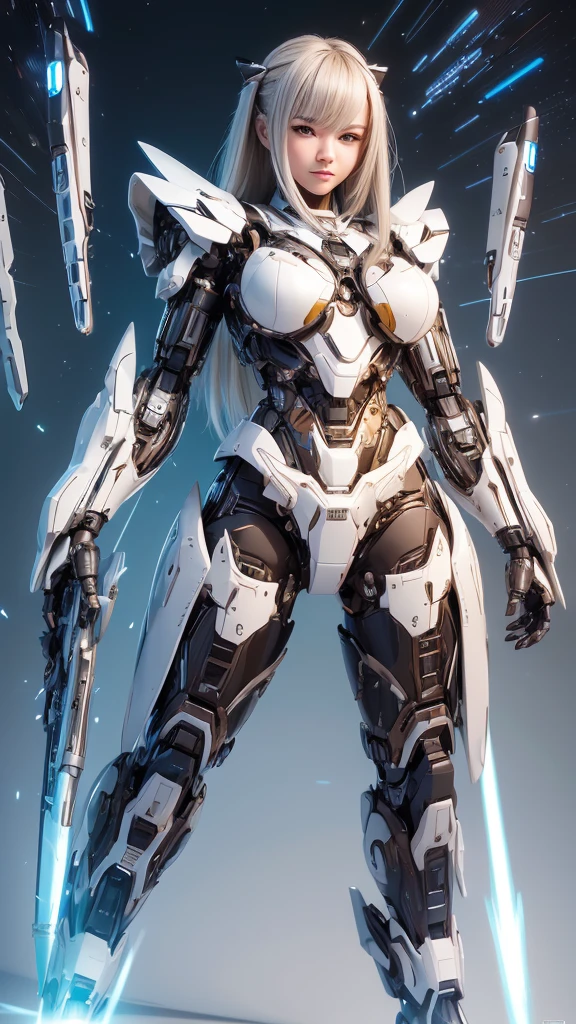 Textured skin, Super Detail, high details, High quality, Best Quality, hight resolution, 1080p, hard disk, Beautiful,(Super Heroine),Oppai Missile,beautiful cyborg woman,Mecha Cyborg Girl,Battle Mode,Girl with a Mecha Body,She wears a battle cyborg mech with a weapon,Fulll body Shot