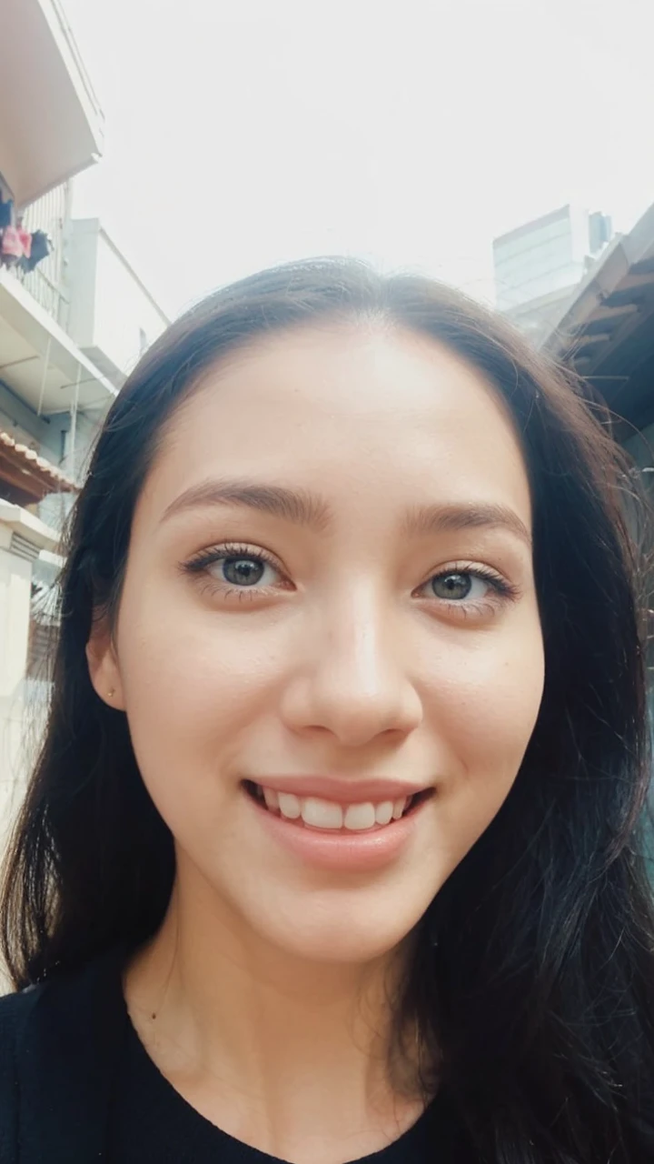 Make it looks so natural and beautiful without changing her face shape, don't change her eyes looks, using cute clothes
