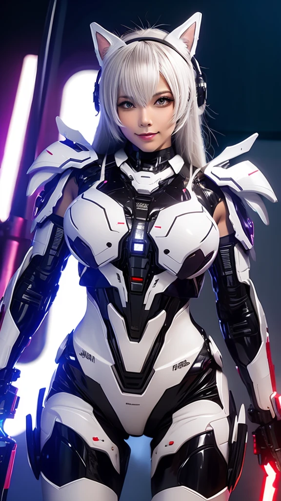 Textured skin, Super Detail, high details, High quality, Best Quality, hight resolution, 1080p, hard disk, Beautiful,(Super Heroine),Oppai Missile,beautiful cyborg woman,Mecha Cyborg Girl,Battle Mode,Girl with a Mecha Body,She wears a battle cyborg mech with a weapon,Fulll body Shot