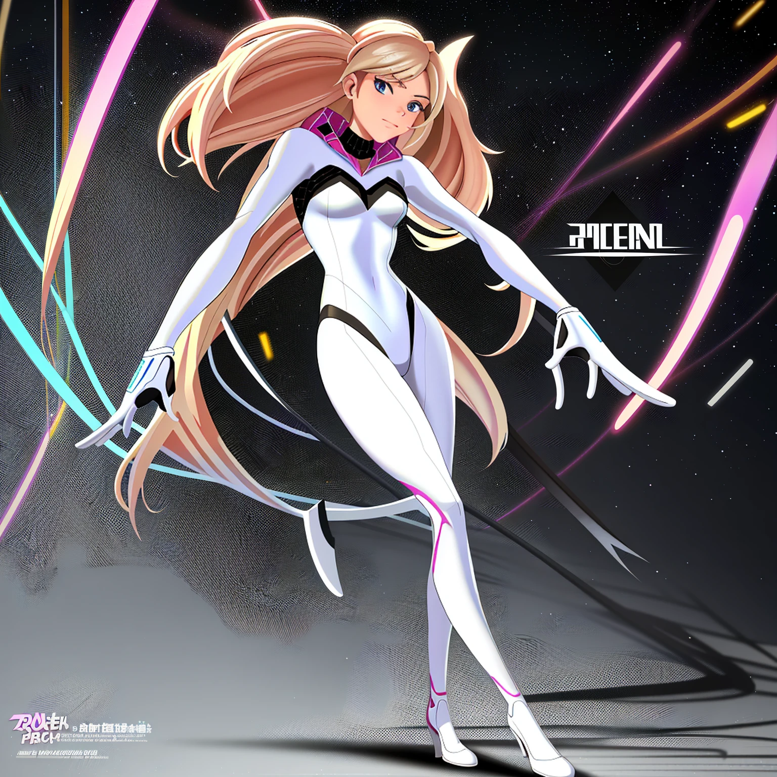 ((Full body photo, standing, feet on the ground)) 3 girls, a concept art design for an orange vtuber, detailed design, super unique, full body, fashion
Gwendolyn Stacy, into the spiderverse, across the spiderverse, in the style of into the spiderverse movie, comic style, stood up, looking at the camera, without background, no background, pitch black plain background, dark colors in background, OLED phone wallpaper, white suit, smiling slightly, blonde hair pink tips, full body, crossing legs