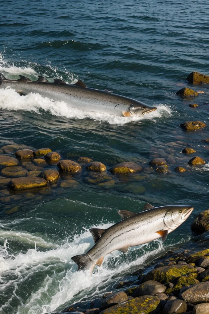 salmon in a river 