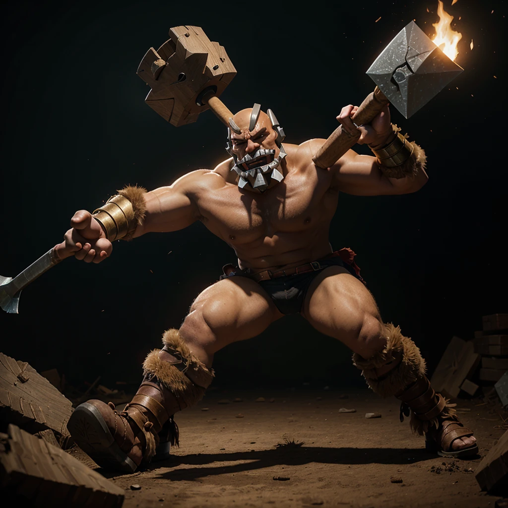 El Primo from Brawl Stars throws Ax from Dota 2 into a bend