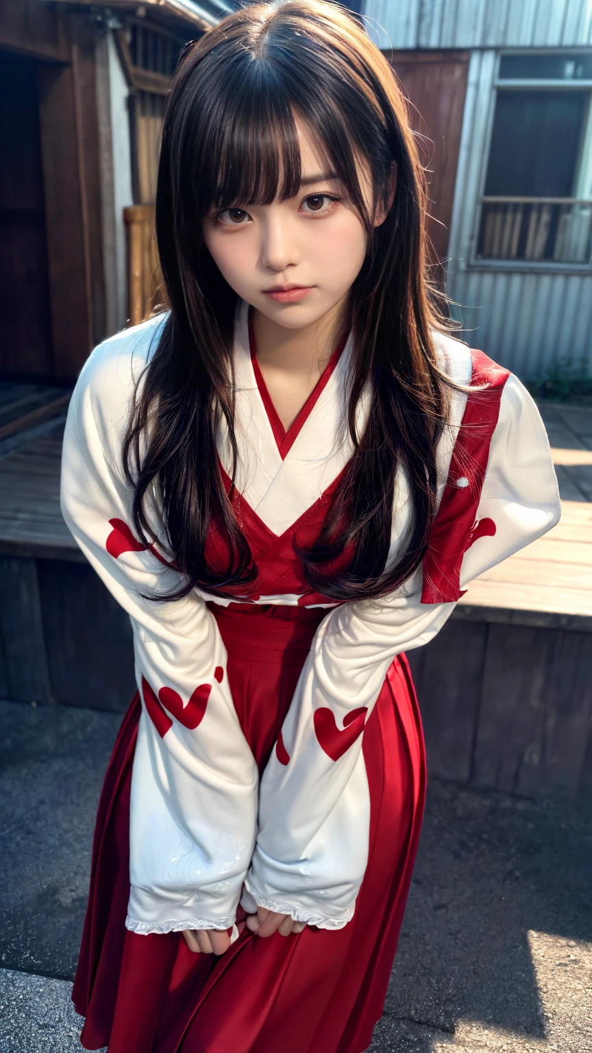(absurdres:1.3), (highres:1.3), (ultra detailed:1.3),(1girl:1.3), (extremely detailed CG unity 8k wallpaper:1.3), (detailed skin texture, detailed cloth texture, detailed hair texture), (beautiful detailed face, supermodel, pale skin, realistic glistening skin), (RAW photo, best quality), (realistic, photo-realistic:1.4), masterpiece, extremely delicate and beautiful,Amazing, finely detail, extremely detailed CG unity 8k wallpaper, huge filesize, ultra-detailed, highres, absurdres, soft light,rim light, vibrant details, short bob hair, black hair color, Big Natural Color Lip, (perfect body shape), beautiful legs, BREAK (white and red theme:1.4), (fusion of (white kimono tops:1.2) and  (red high-waisted maxi length skirt):1.4), (long sleeve:1.3), (kimono-collar:1.2), (red outlines on white kiomno:1.2), (white very short ankle socks:1.2), (Japanese clogs geta:1.2),
 crying a little、little smile, Harajuku style、20 year old girl、cute type、lolita、open legs