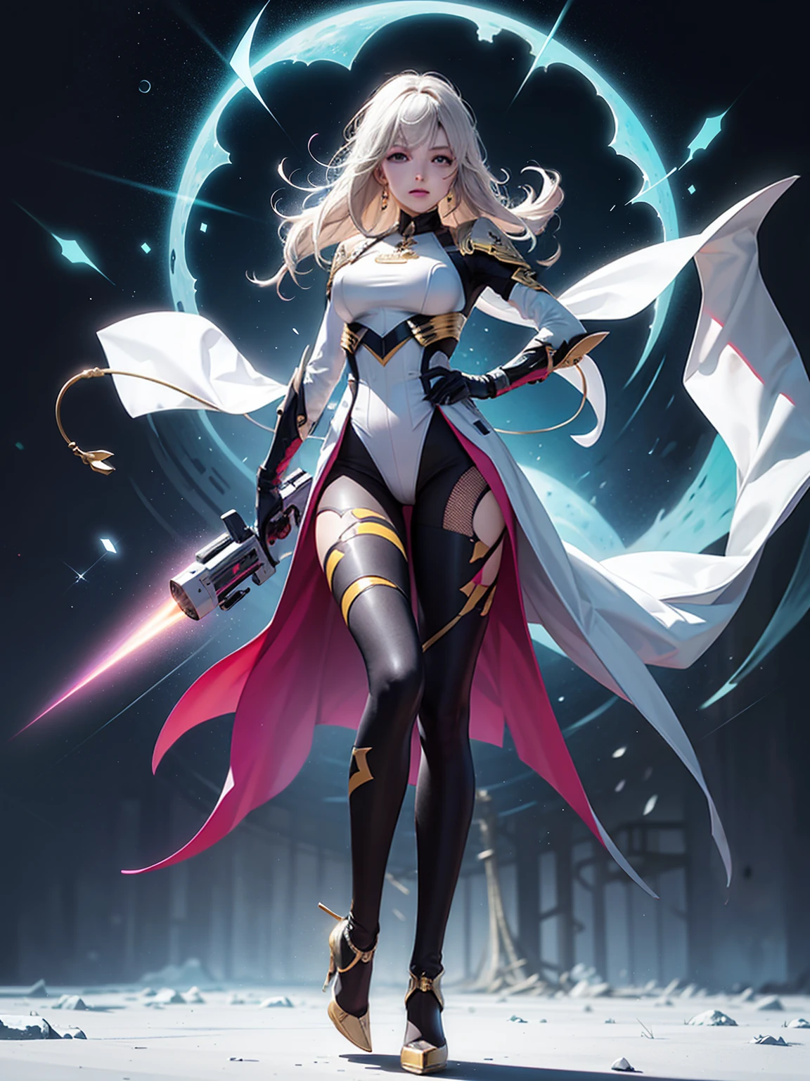 ((Full body photo, standing, feet on the ground)) (full body:1.5),(1girl:1.3),(looking at viewer:1.4),(anatomy correct:1.45),(Wearing Printed Fantasy Ultraman tight and pointed high heels ,and Very thick Printed Pantyhose :1.35), (Light particle effect:1.3),(In pink | yellow | blue colors| green color |red colors | white colors| black in color| purpleish color| grays| Beige| Flesh color 1.4),(Glowing eyes:1.3),(Large amplitude action: 1.3),(Accurate and perfect face:1.4),hyper HD, Ray traching, reflective light,structurally correct, Award-Awarded, high detail, light and shade contrast, Face lighting,cinmatic lighting, tmasterpiece, super detailing, high high quality, high detail, best qualityer, 16k,high contrast,