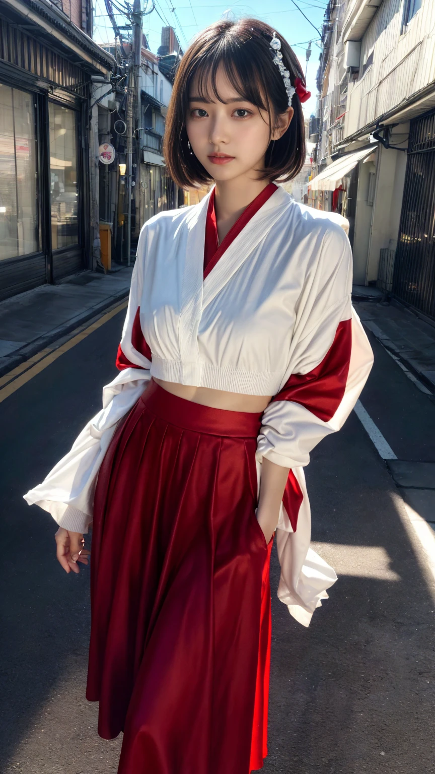 (absurdres:1.3), (highres:1.3), (ultra detailed:1.3),(1girl:1.3), (extremely detailed CG unity 8k wallpaper:1.3), (detailed skin texture, detailed cloth texture, detailed hair texture), (beautiful detailed face, supermodel, pale skin, realistic glistening skin), (RAW photo, best quality), (realistic, photo-realistic:1.4), masterpiece, extremely delicate and beautiful,Amazing, finely detail, extremely detailed CG unity 8k wallpaper, huge filesize, ultra-detailed, highres, absurdres, soft light,rim light, vibrant details, short bob hair, black hair color, Big Natural Color Lip, (perfect body shape), beautiful legs, BREAK (white and red theme:1.4), (fusion of (white kimono tops:1.2) and (red high-waisted maxi length skirt):1.4), (long sleeve:1.3), (kimono-collar:1.2), (red outlines on white kiomno:1.2), (white very short ankle socks:1.2), (Japanese clogs geta:1.2),
crying a little、little smile, Harajuku style、20 year old girl、cute type、lolita、open legs