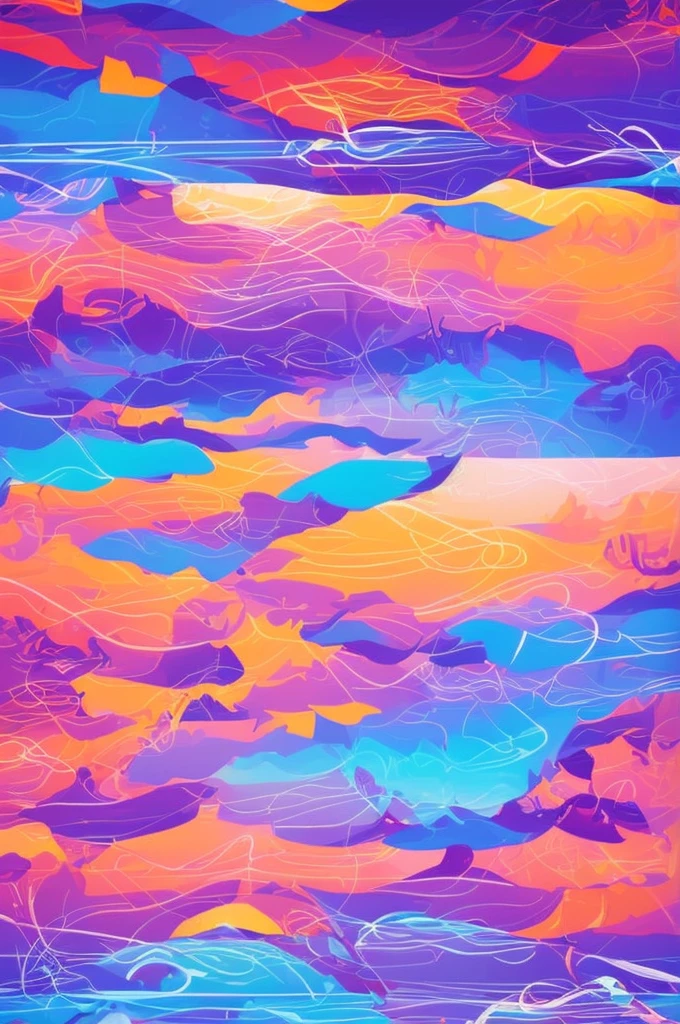 a high quality vector art illustration of an underwater scene, purple and orange color scheme, detailed textures, intricate design, abstract, minimalist, symmetrical, isometric, bold colors, striking contrast, white background, T-shirt