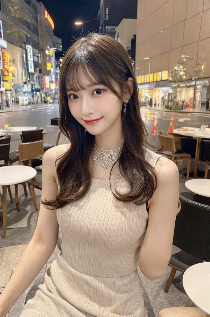 (8K壁紙),(8K),(Highest quality)、(Ultra-high resolution)、(RAW Photos、Cinema Lighting、high resolution、masterpiece),Professional photos,(Realistic, Photorealism),(high resolutionCG統合8K壁紙, Physically Based Rendering),Photorealistic,Beautiful perfectly detailed face,Beautiful perfectly detailed eyes,Beautiful perfectly detailed nose,Beautiful perfectly detailed mouth,Beautifully and perfectly detailed hand,Perfectly detailed fingertips,Beautiful detailed feet,Japanese , 18 year old Japanese girl,Beautiful beautiful thighs, Beautiful detailed hairstyle,Cute Japanese Idols,Perfect Face,Super detailed face,Attention to detail,double eyelid,summer,Angle from the front,A happy smile,Slim figure,(Random color elegant dress),looking at the camera,No makeup,ponytail,Fine dining、French、meal、indoor、Sit across the table、Sit across from the viewer、Delicious looking food、Luxury champagne、A lively interior、A cinematic scene,