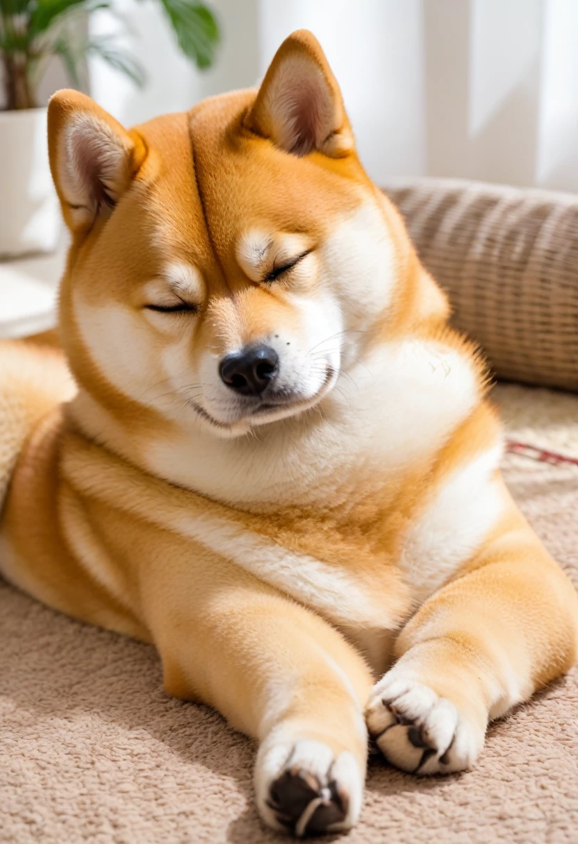 Nap scene:
A Shiba Inu relaxing and taking a nap。The sight of them curled up and sleeping、The sight of her lying on her back and defenseless、Just looking at it is soothing。